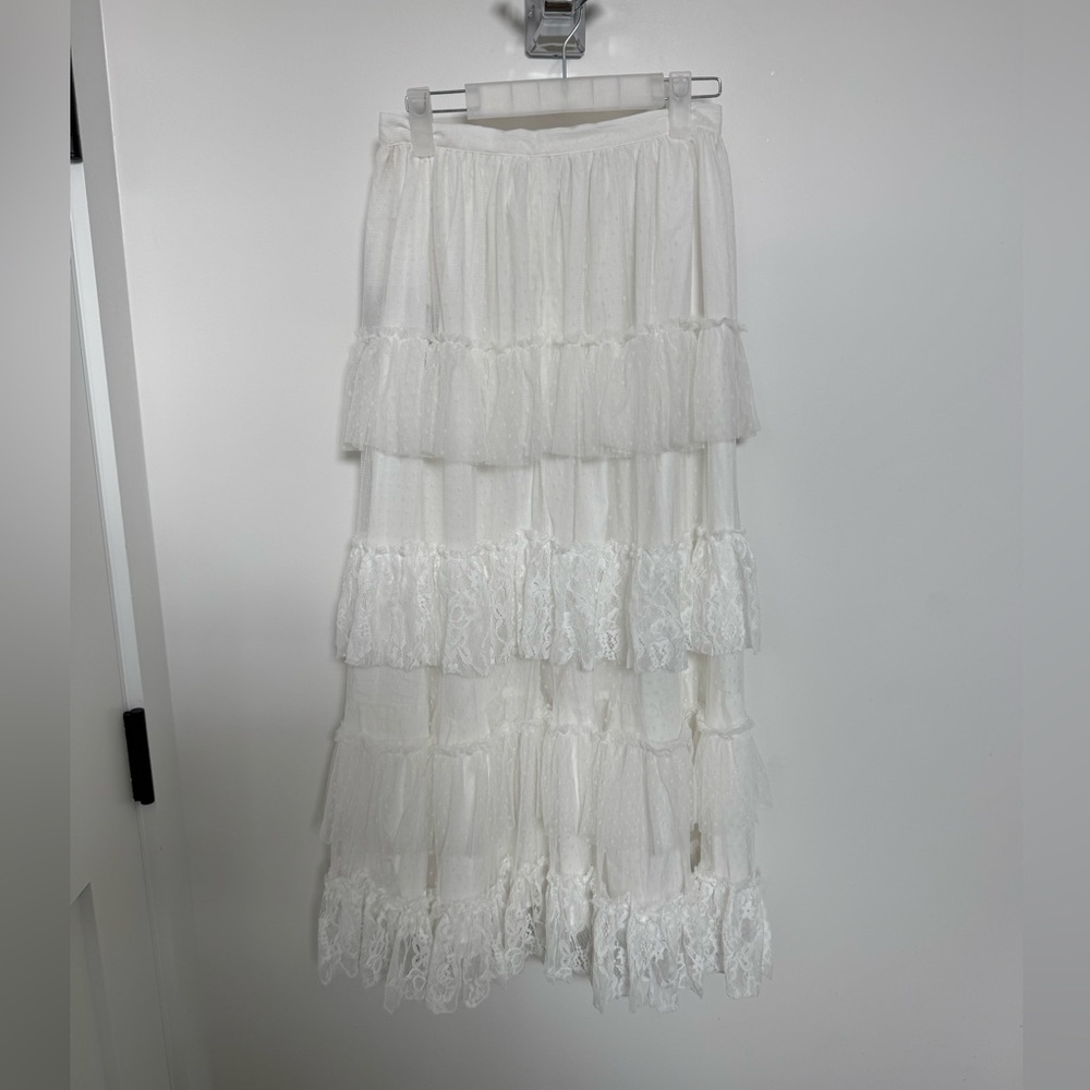 Forever That Girl White Tiered Lace Skirt